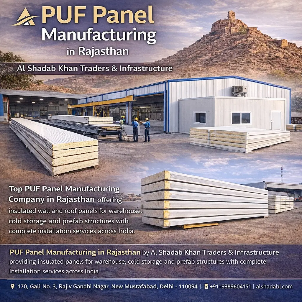 PUF Panel Manufacturing in Rajasthan | Al Shadab Khan Traders PUF panel manufacturing in Rajasthan by Al Shadab Khan Traders for warehouse cold storage prefab structures and industrial buildings